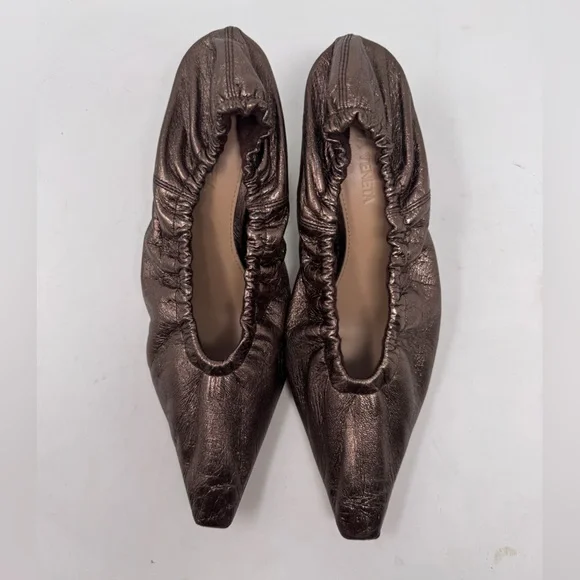 Bottega Veneta Brown Mettalic Almond Pumps - Picture 5 of 10